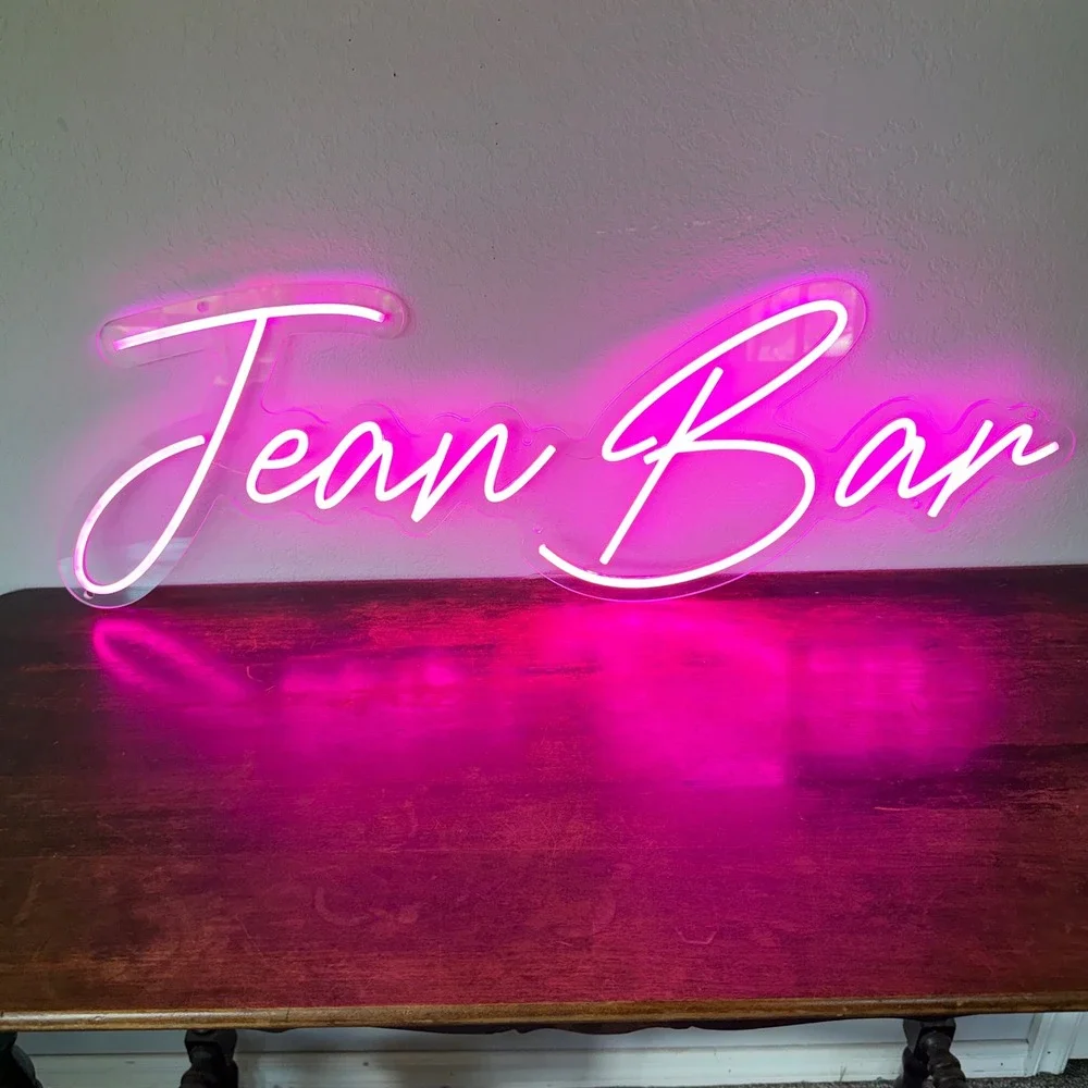 Custom Pink LED Neon Script‎ Sign Jean Bar Acrylic Wall Light 36